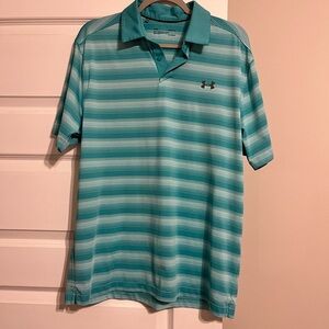 Under Armour Men's Teal Striped Polo Shirt